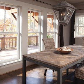 dining room with large windows