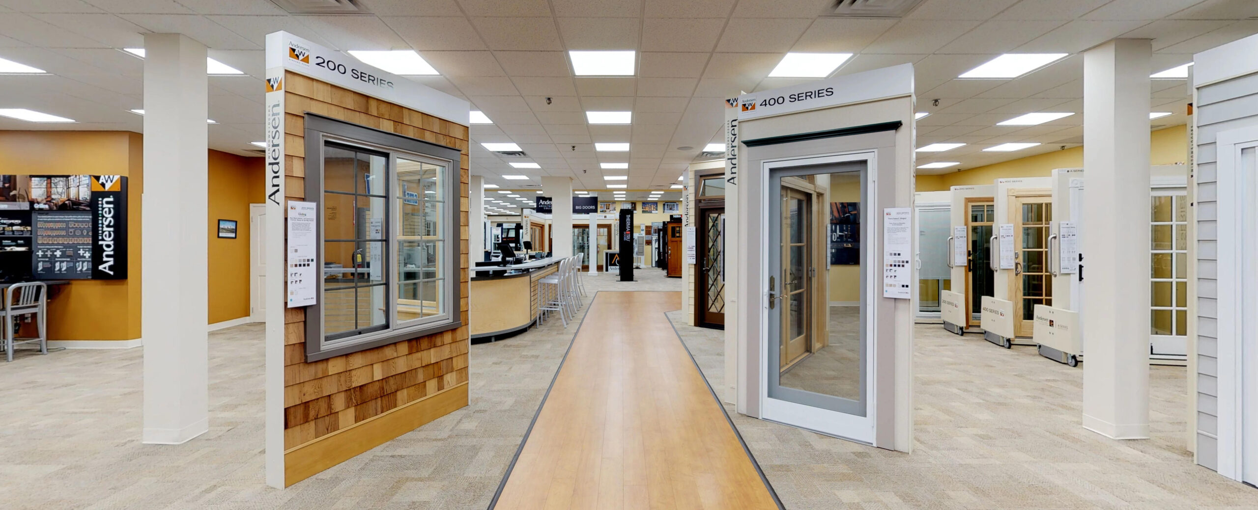 windowrama andersen 400 and 200 series on display inside a windowrama showroom