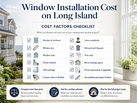 Comparison of window installation cost factors for Long Island homes