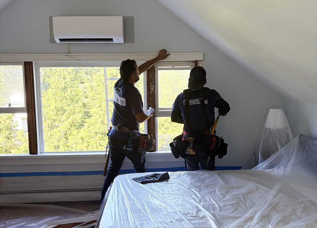 WindowRama crew professionally installing a replacement window