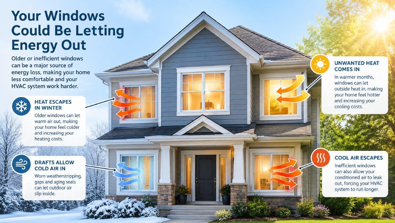 New energy-efficient replacement windows in a bright, comfortable home interior